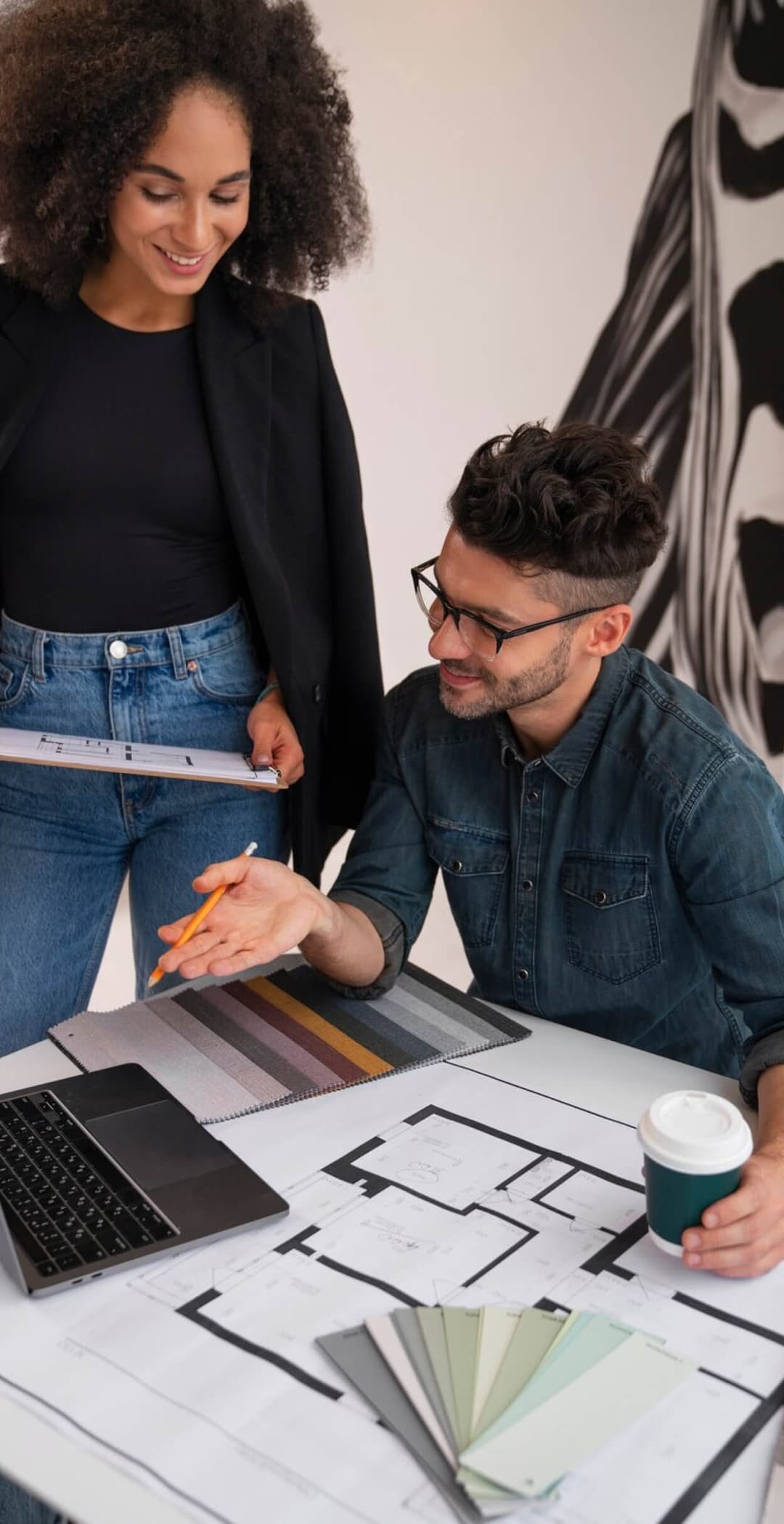 Collection of web designers working in an agency studio