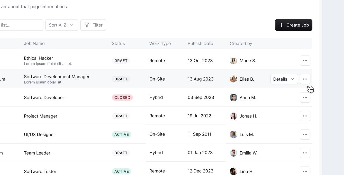 CMS user interface dashboard design