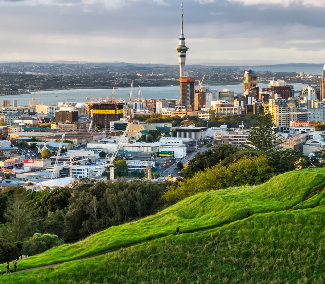 The Auckland CBD with views of the Sky Tower from Mt Eden