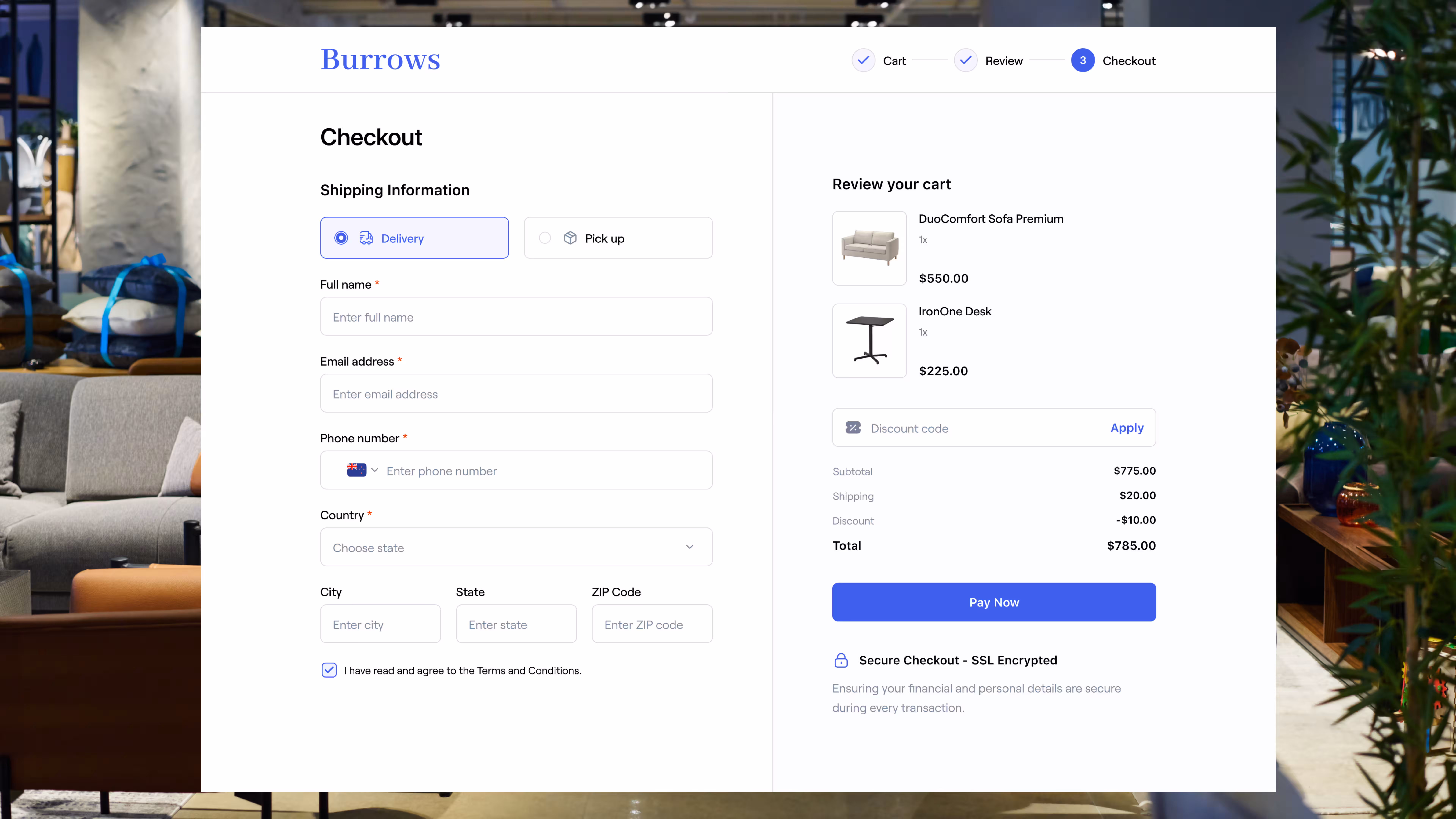 Ecommerce checkout page