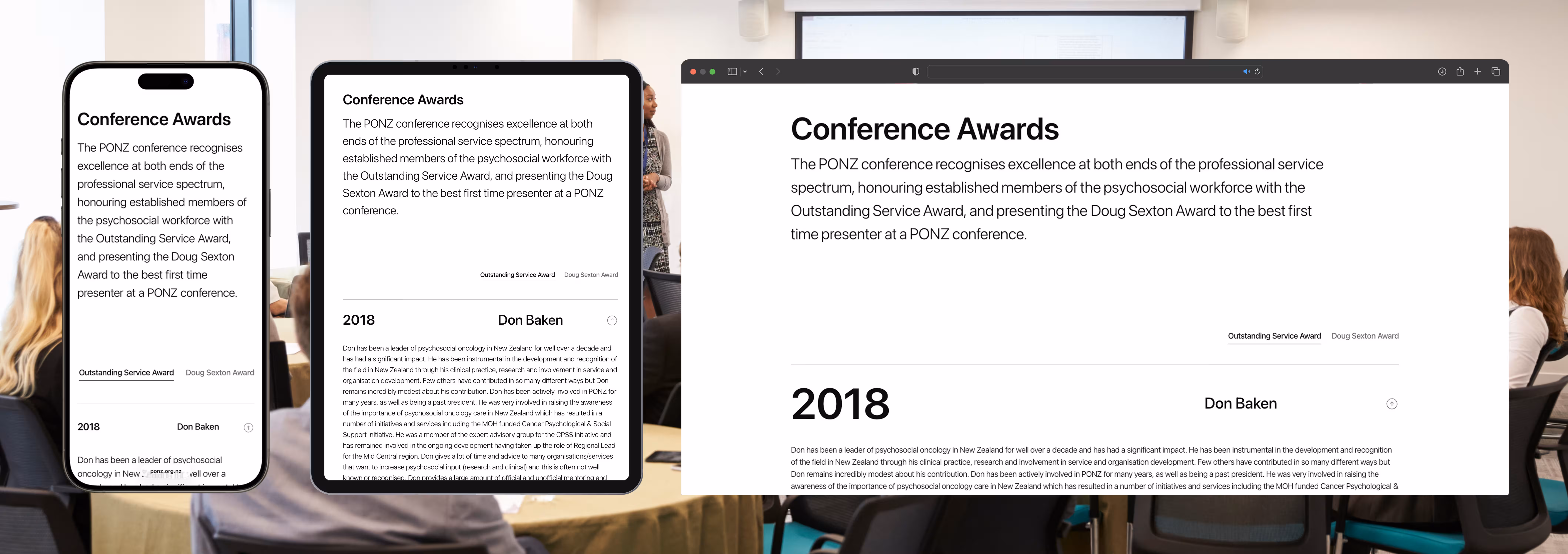 PONZ website mobile tablet and desktop version