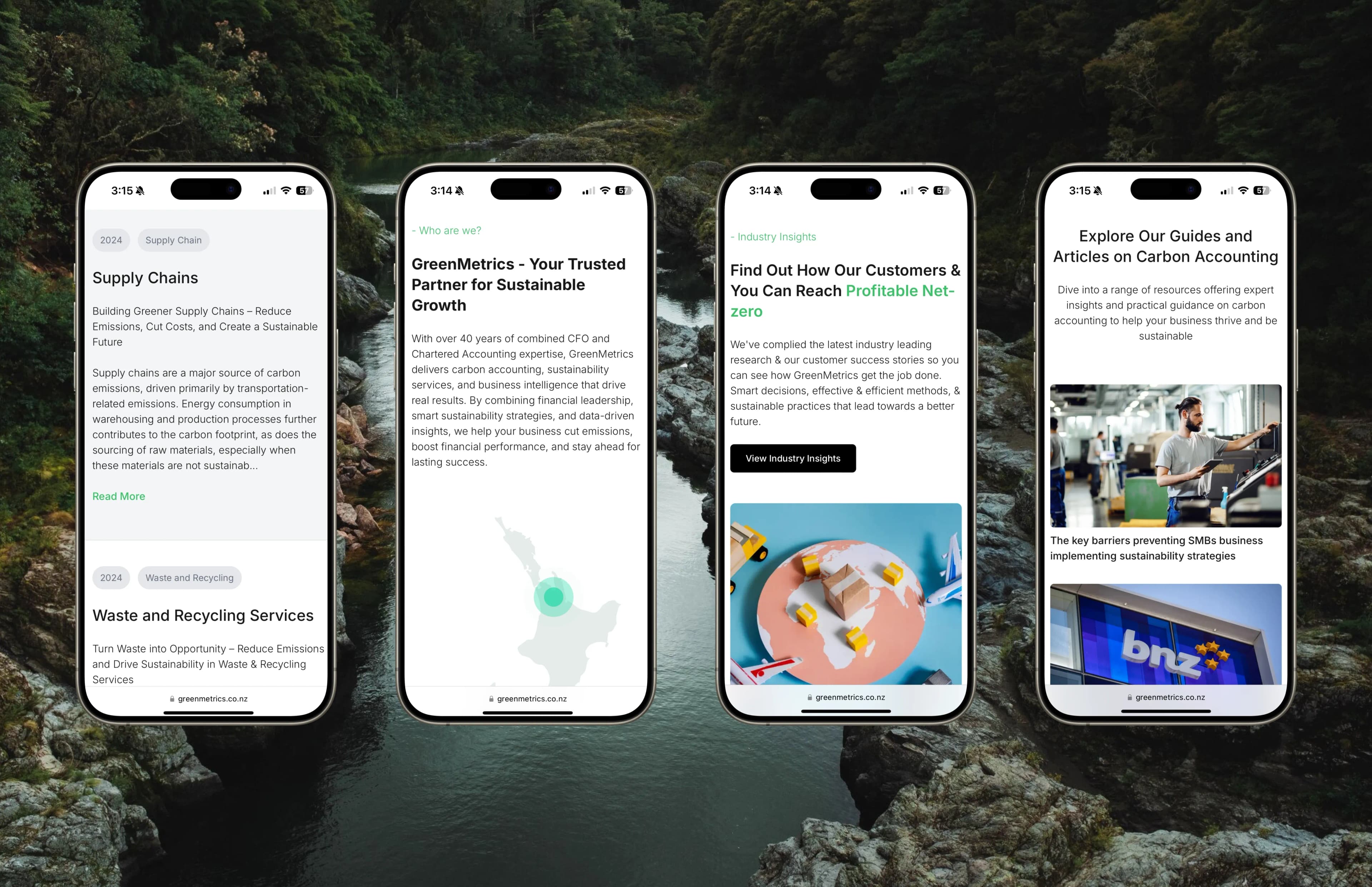 Mobile View of GreenMetrics Website