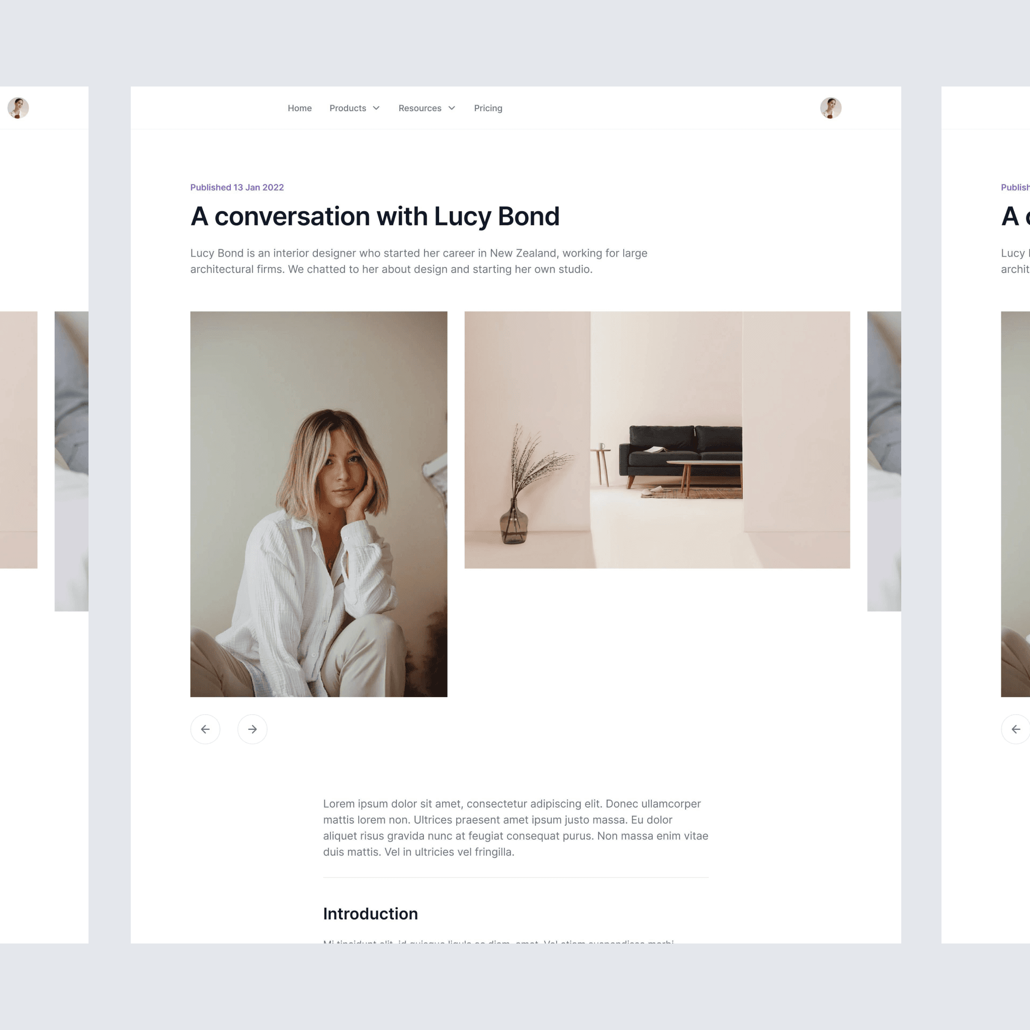 LucyBond Interior designer website desktop design