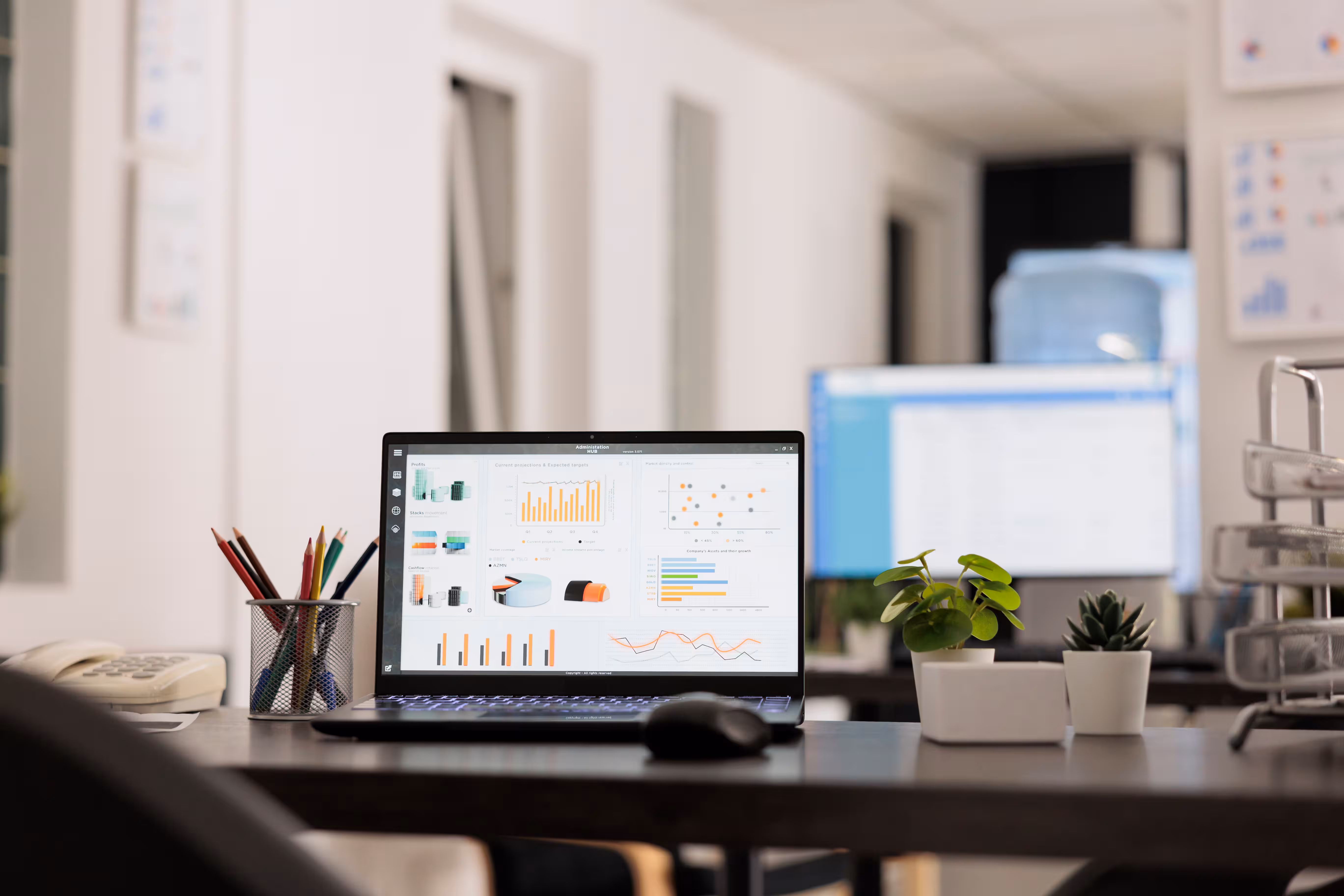 Laptop showing statistical data