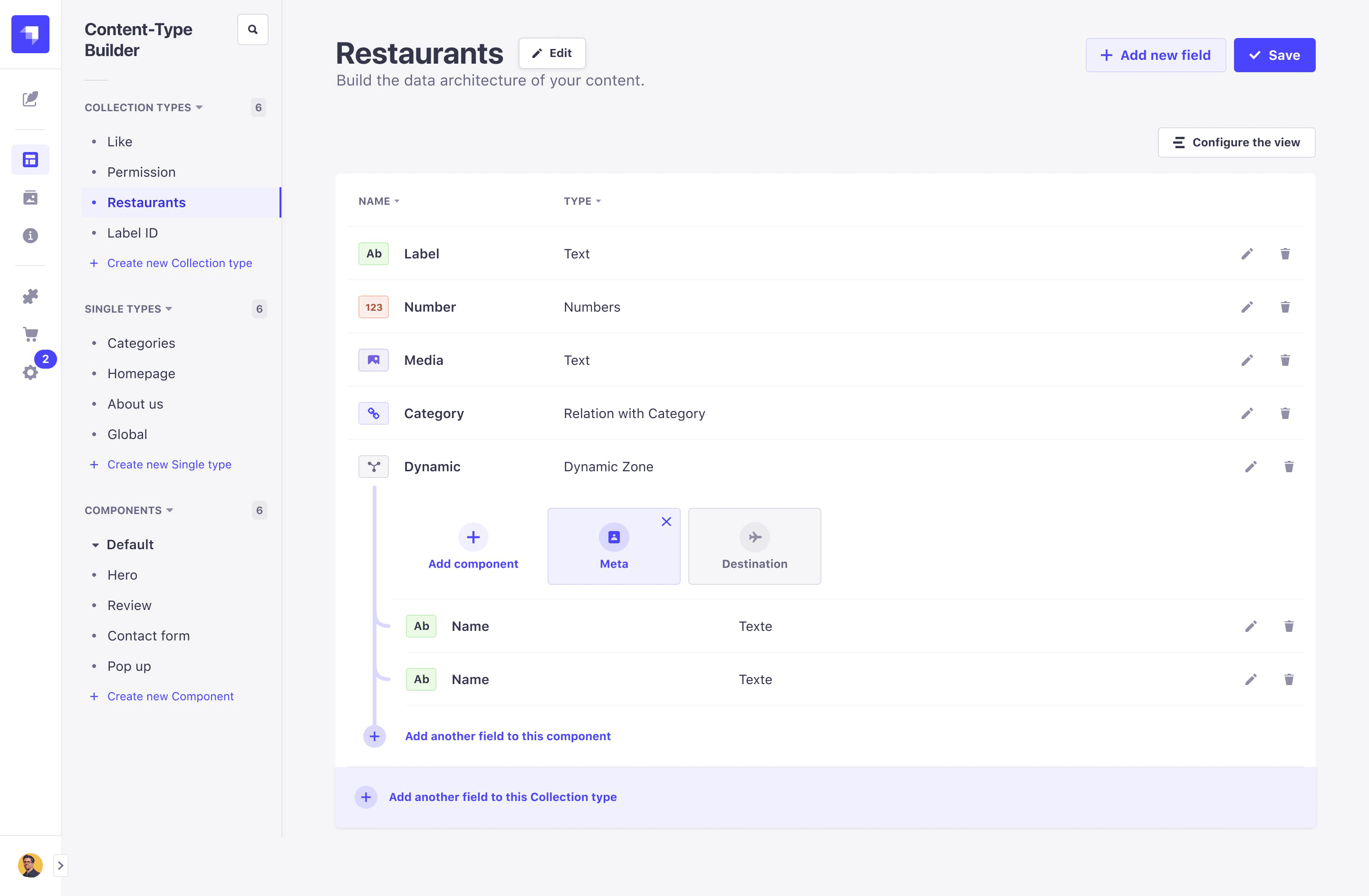Strapi CMS backend dashboard